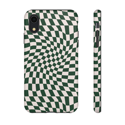 Wavy Forest Green Checkerboard