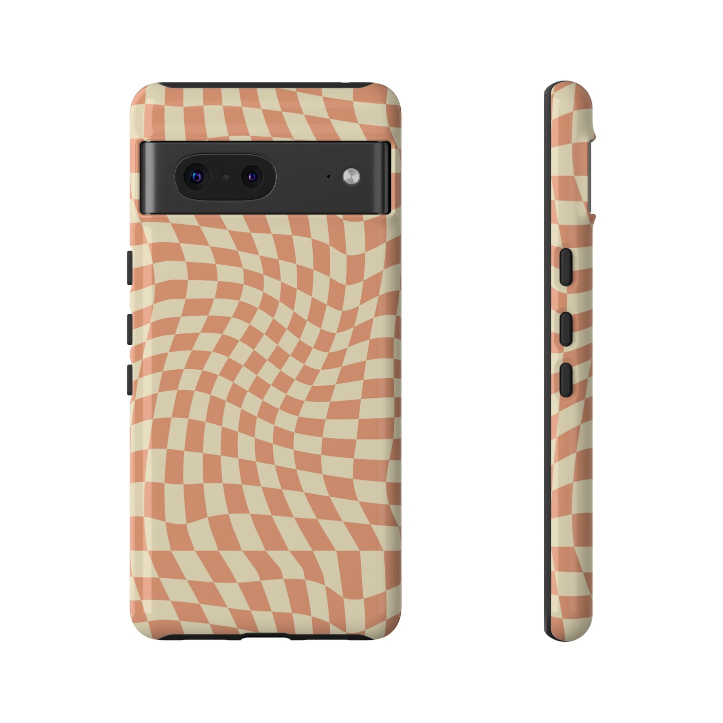 Wavy Peach Cream Checkerboard