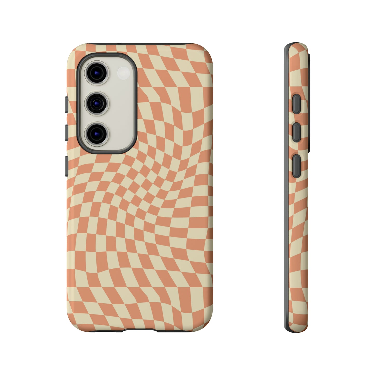 Wavy Peach Cream Checkerboard