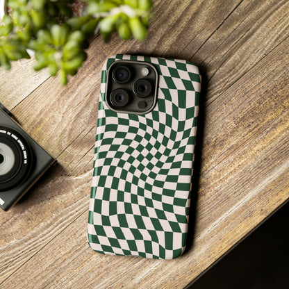 Wavy Forest Green Checkerboard