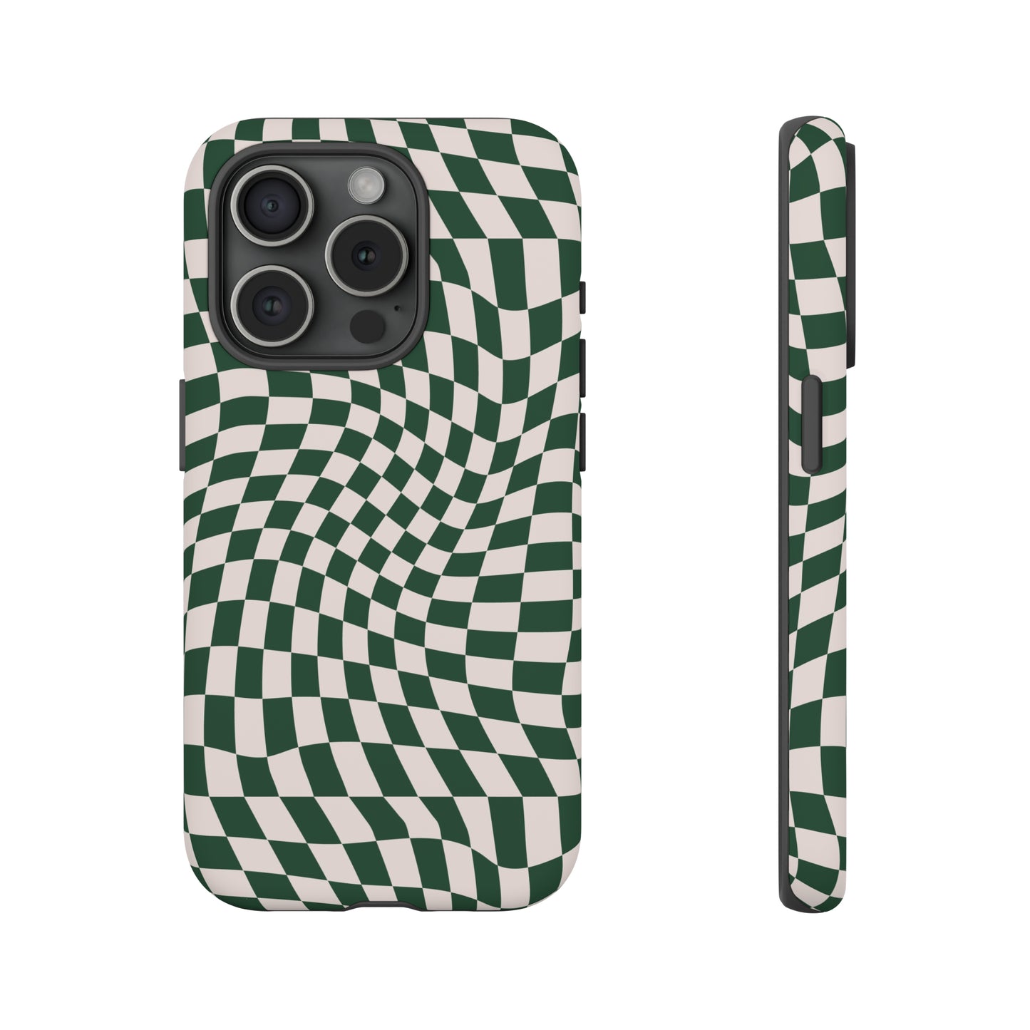 Wavy Forest Green Checkerboard