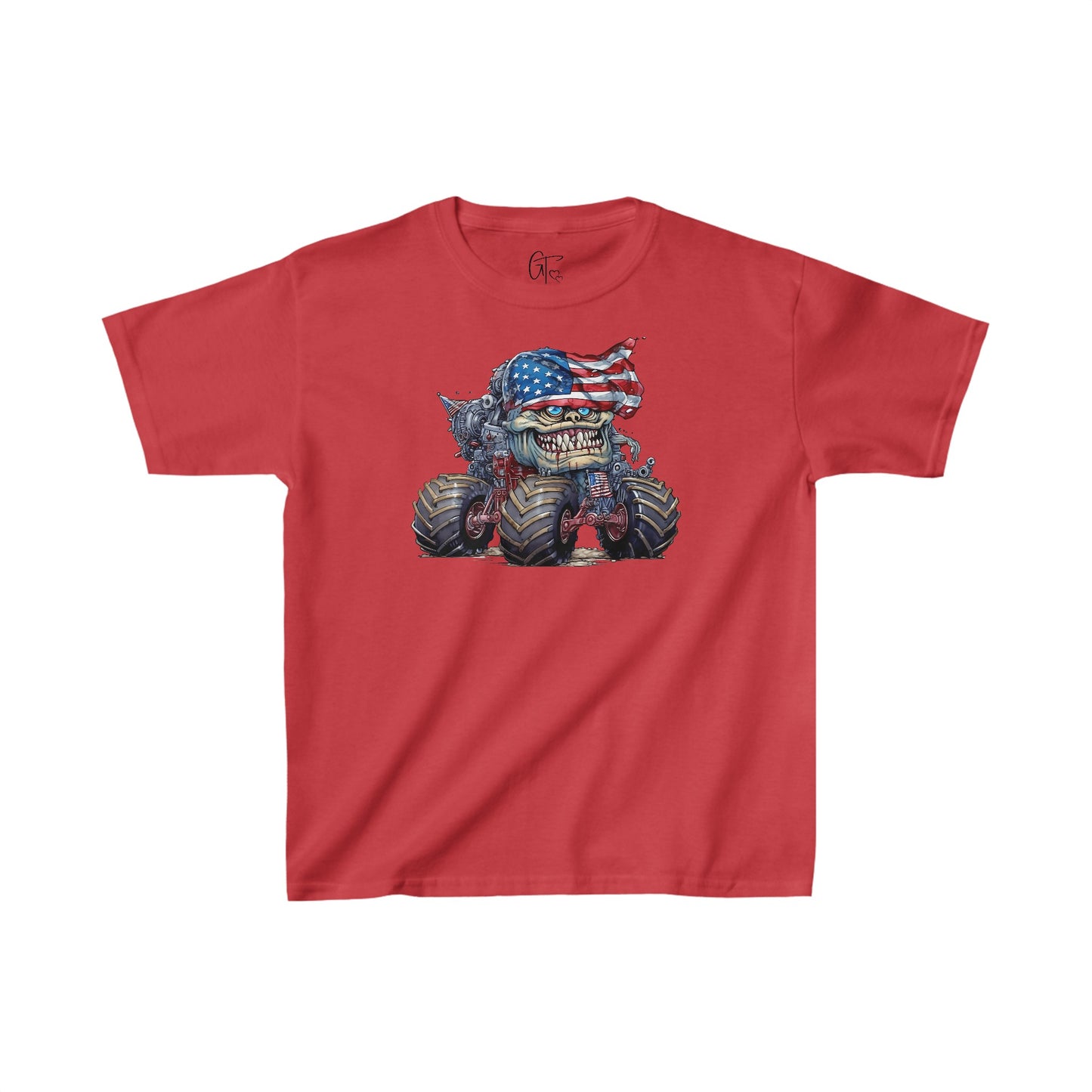 SUB1933 Monster Truck 4th of July Patriotic Kids T-Shirt