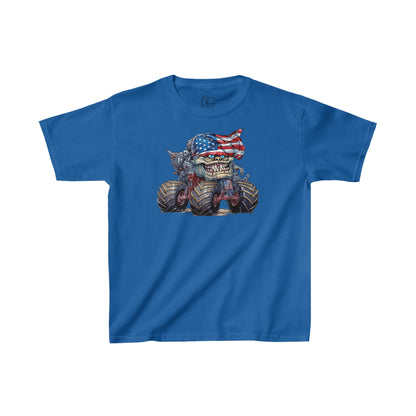 SUB1933 Monster Truck 4th of July Patriotic Kids T-Shirt