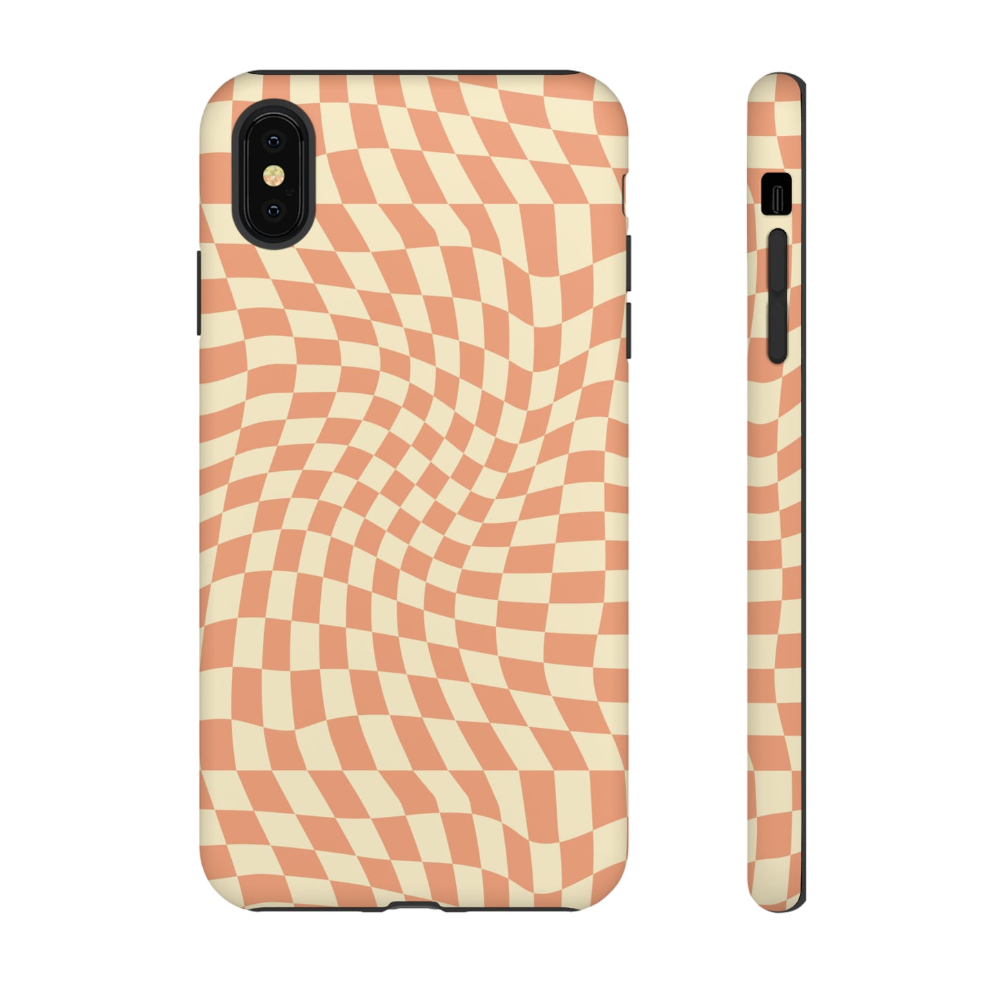 Wavy Peach Cream Checkerboard