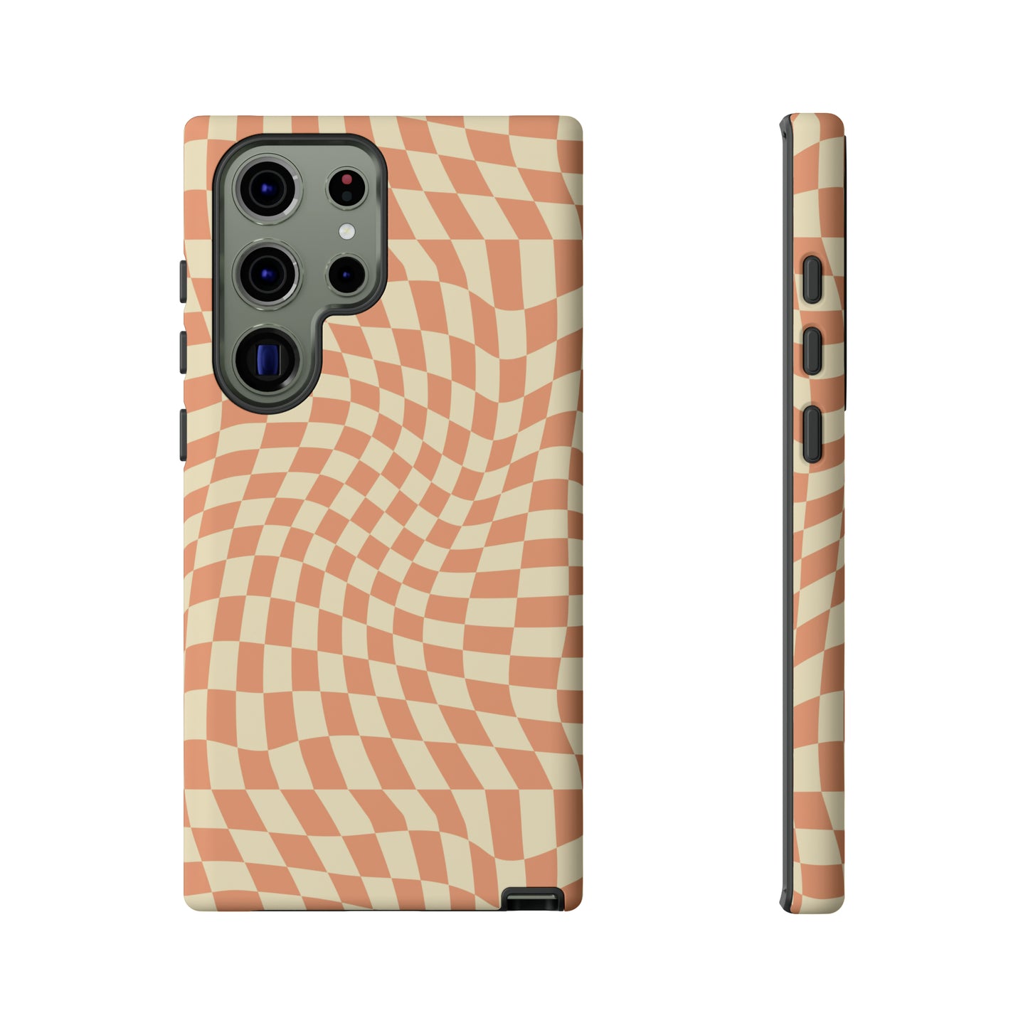 Wavy Peach Cream Checkerboard