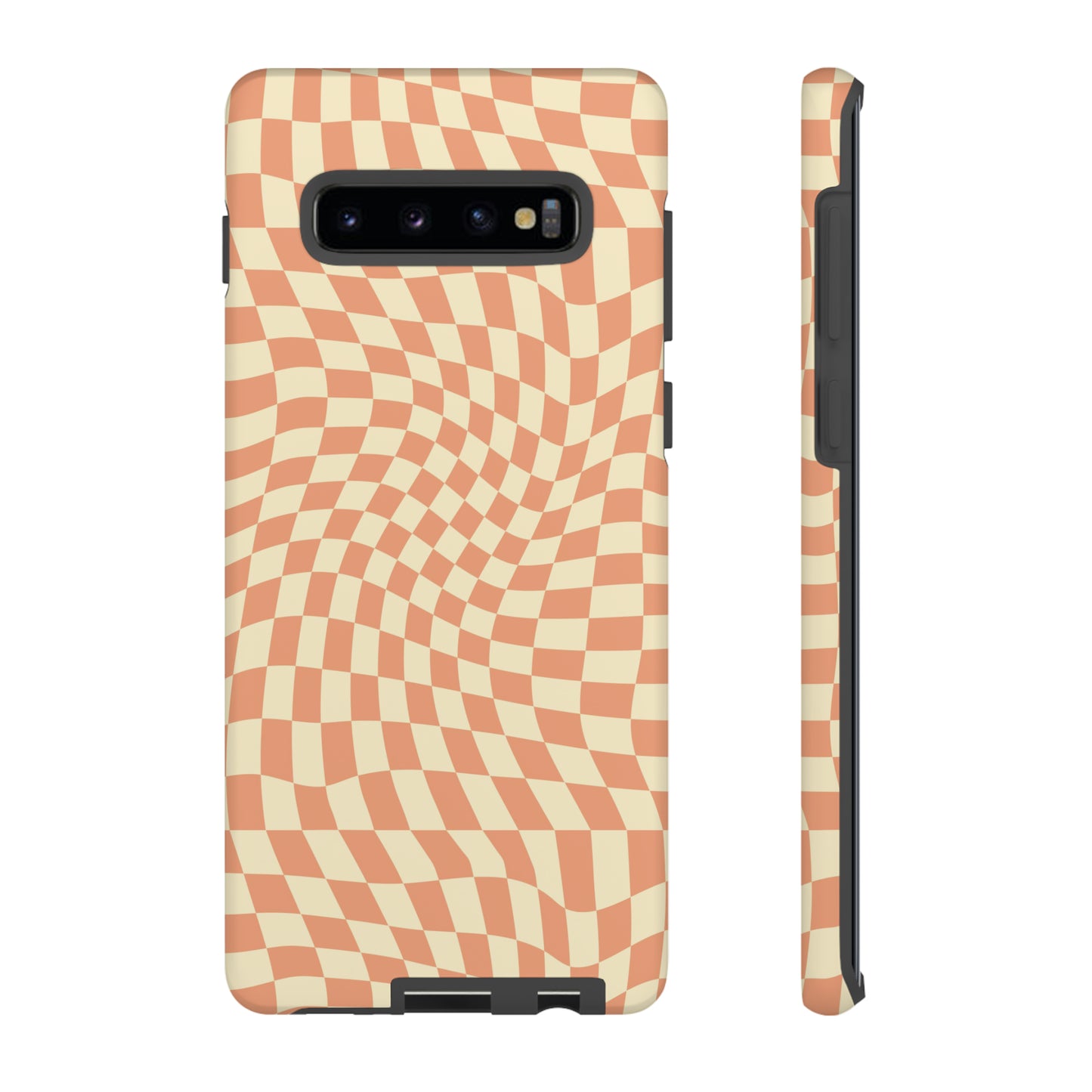 Wavy Peach Cream Checkerboard