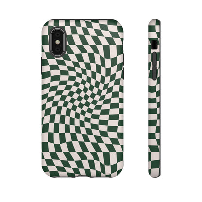 Wavy Forest Green Checkerboard