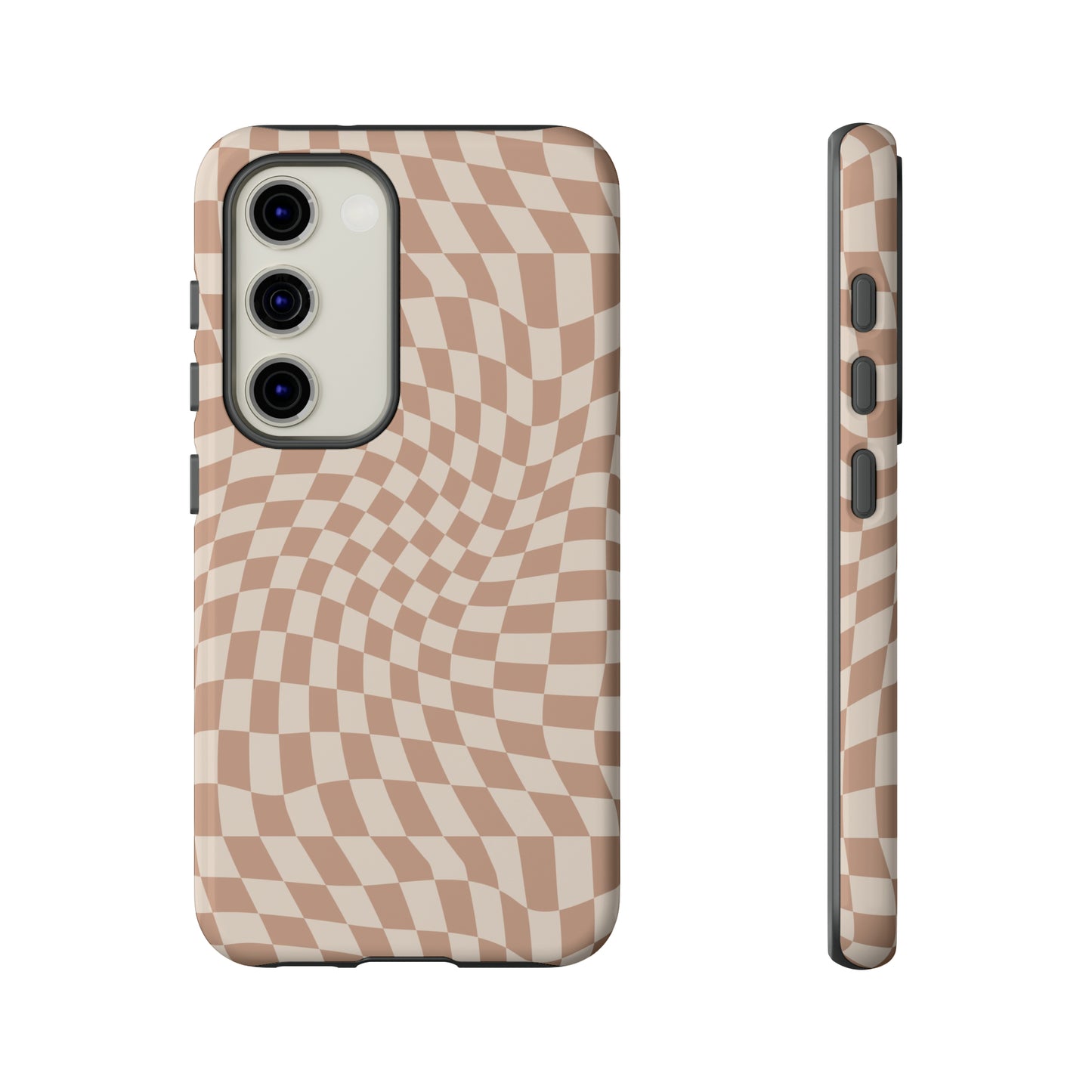 Wavy Tan Checkerboard