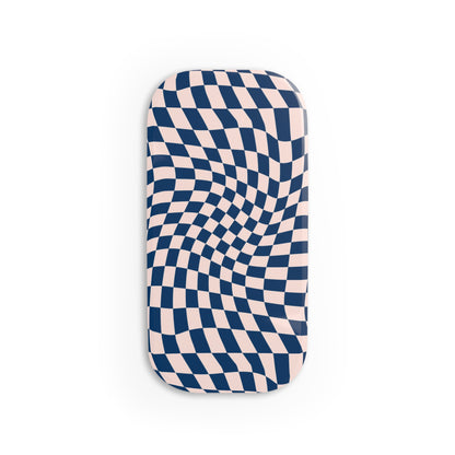 Blue Wavy Checkerboard Phone Click-On Grip