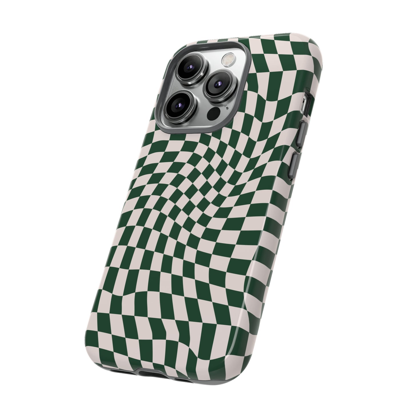 Wavy Forest Green Checkerboard