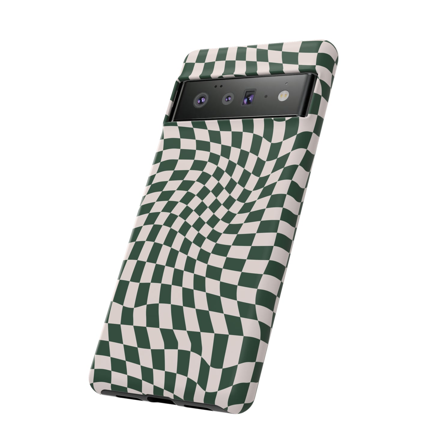 Wavy Forest Green Checkerboard