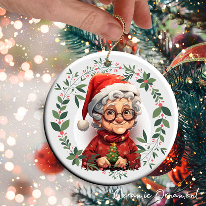 Funny Old Lady Christmas Ceramic Ornament 51-09