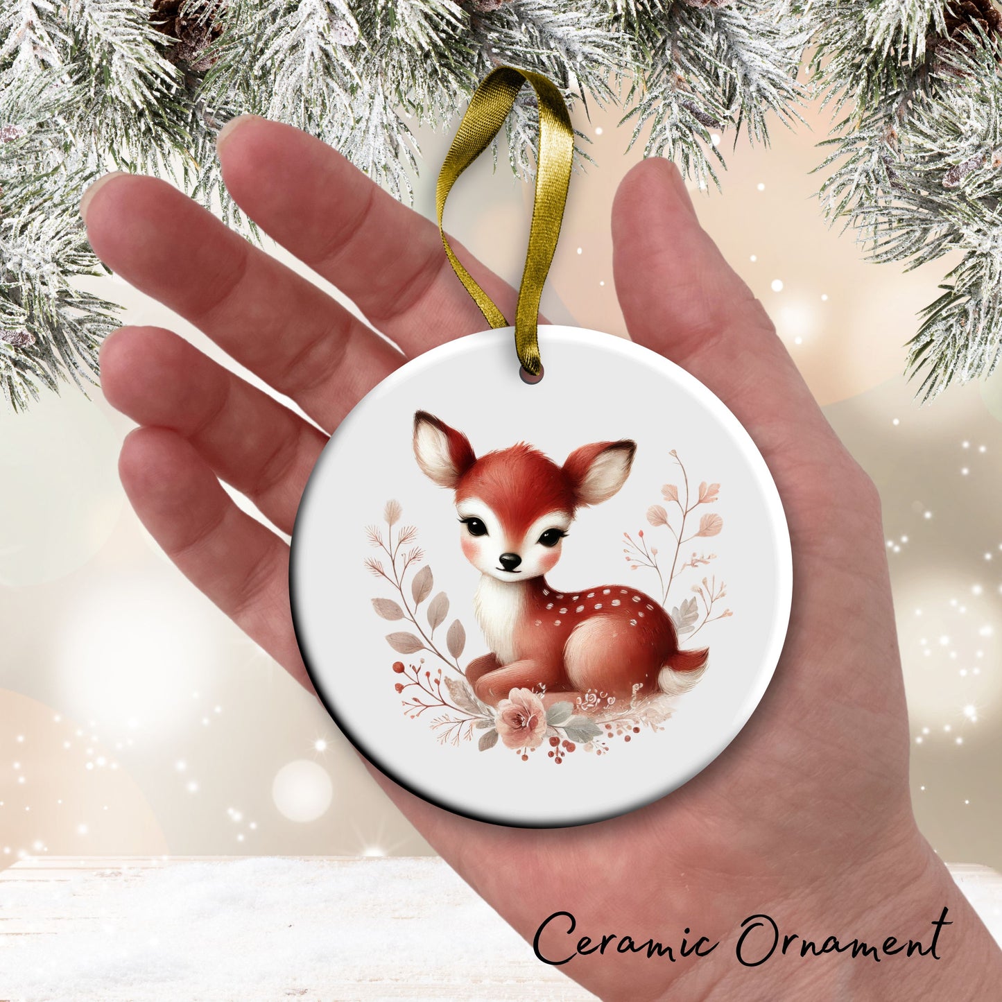 Babys First Cozy Christmas Animal Ceramic Ornament 33-04