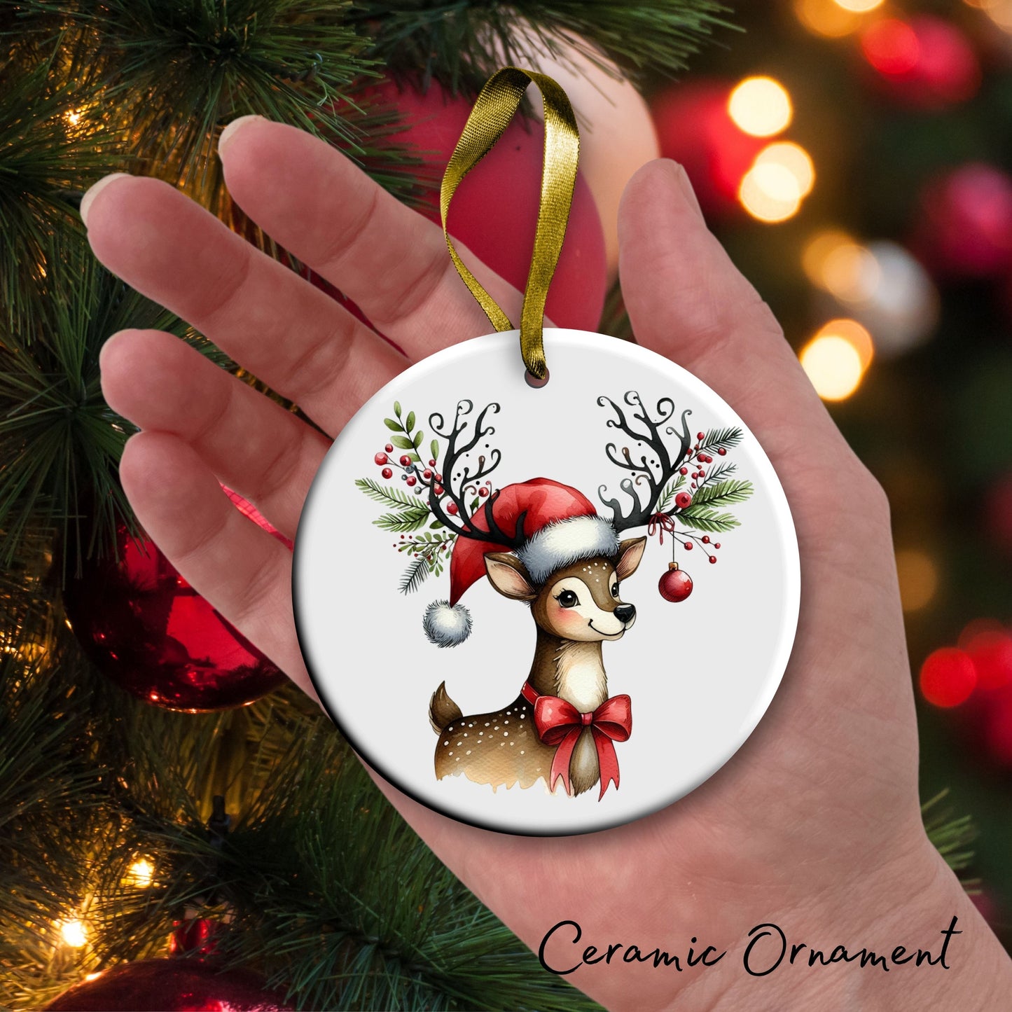 Babys First Christmas Reindeer Ceramic Ornament 57-14