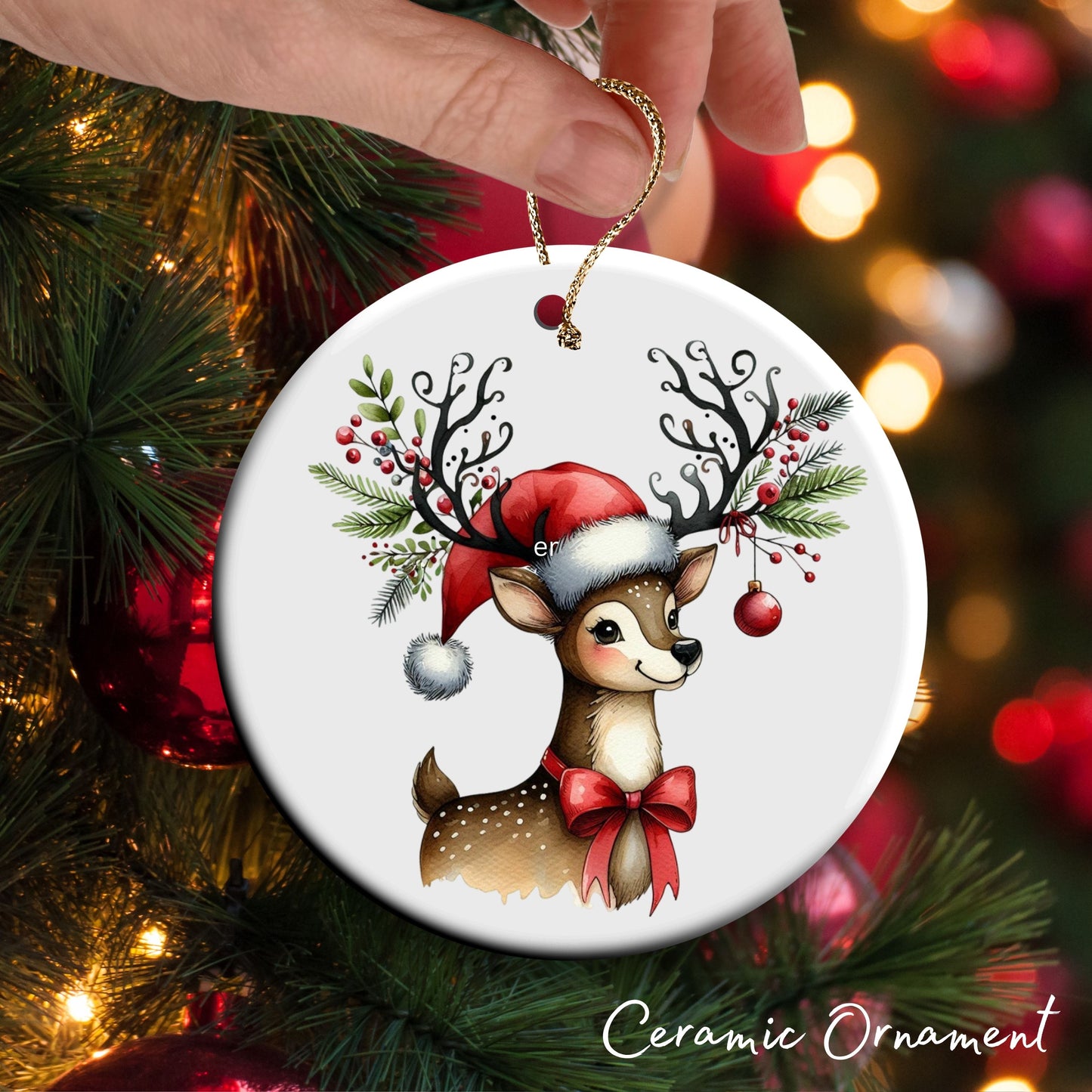 Babys First Christmas Reindeer Ceramic Ornament 57-14