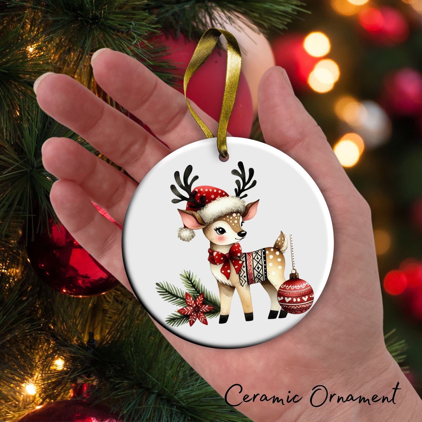 Babys First Christmas Reindeer Ceramic Ornament 57-21