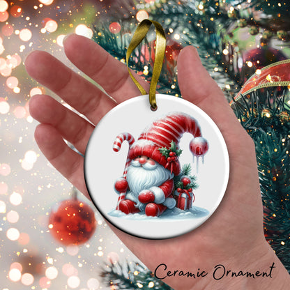 Candy Cane Icing Gnome Ceramic Ornament 50-18