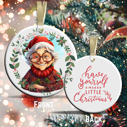 Funny Old Lady Christmas Ceramic Ornament 51-02