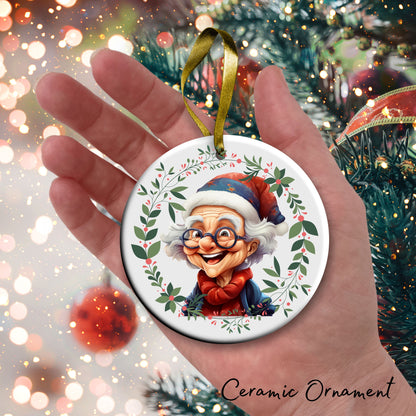 Funny Old Lady Christmas Ceramic Ornament 51-05