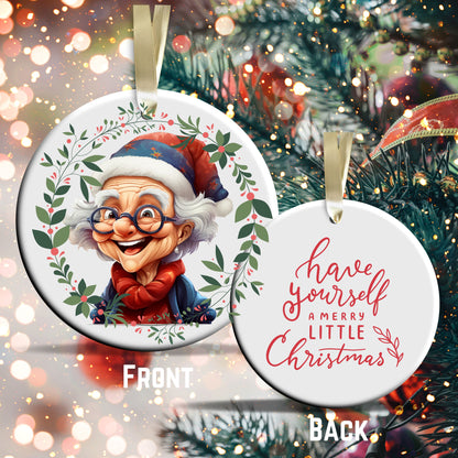 Funny Old Lady Christmas Ceramic Ornament 51-05