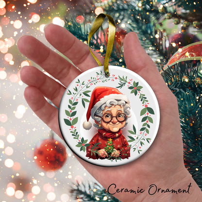 Funny Old Lady Christmas Ceramic Ornament 51-09