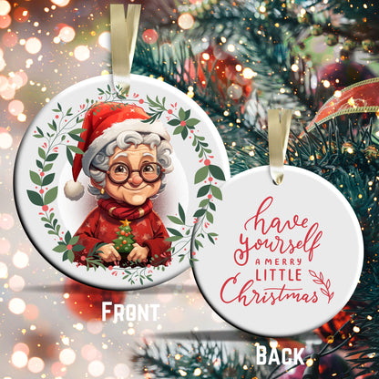 Funny Old Lady Christmas Ceramic Ornament 51-09