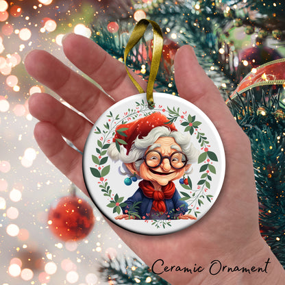 Funny Old Lady Christmas Ceramic Ornament 51-12