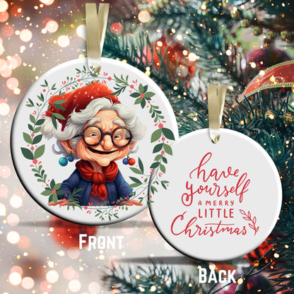 Funny Old Lady Christmas Ceramic Ornament 51-12