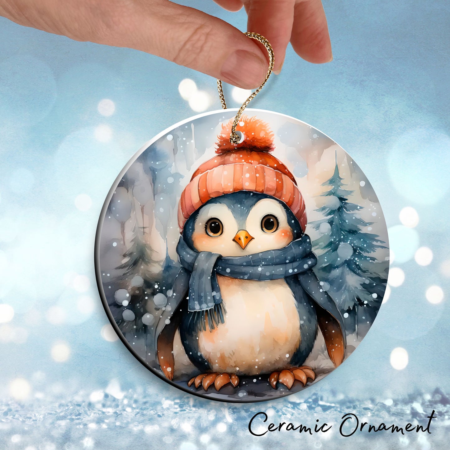 Christmas Penguin Ceramic Ornament Set 28-01