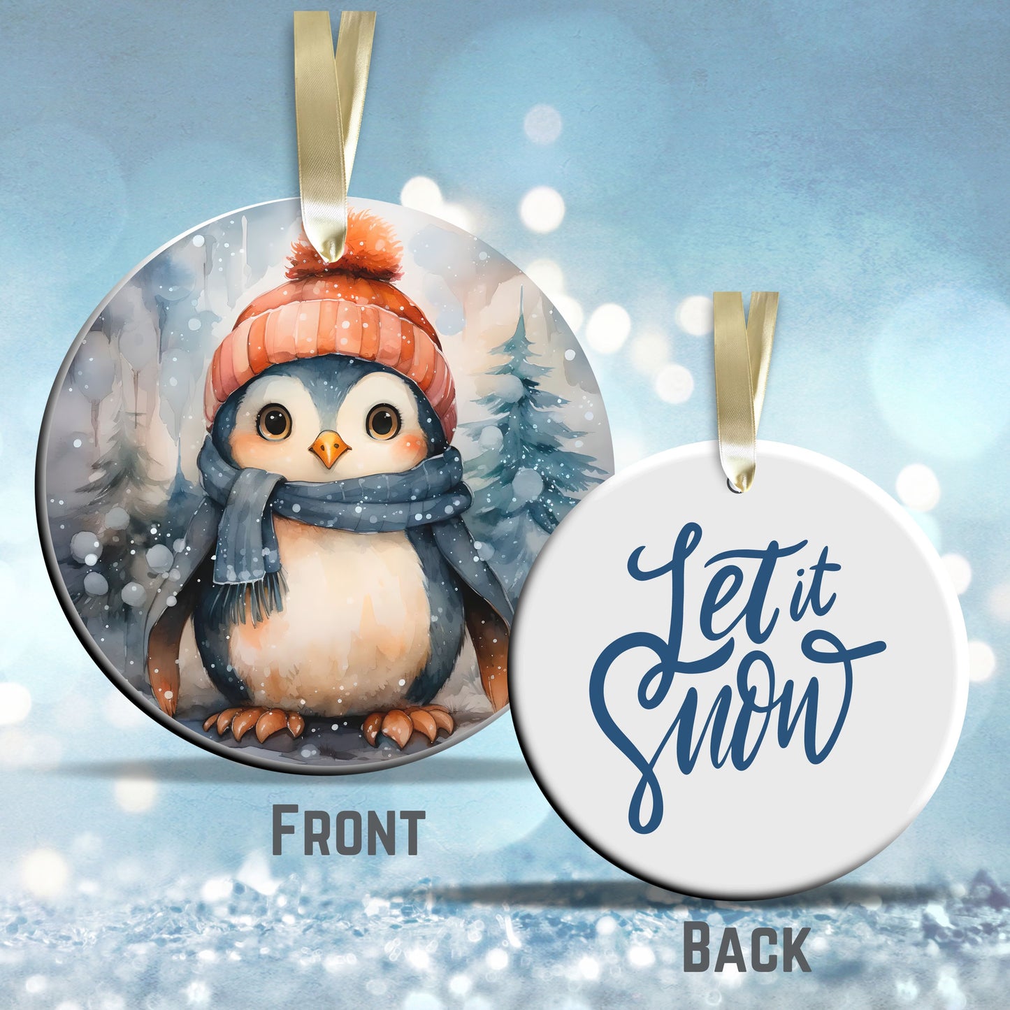 Christmas Penguin Ceramic Ornament Set 28-01