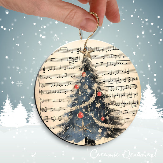 Vintage Christmas Sheet Music Ceramic Ornament 09-01