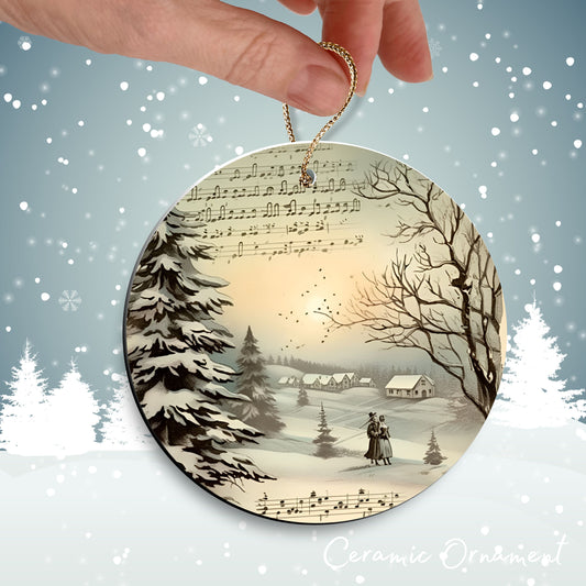 Vintage Christmas Sheet Music Ceramic Ornament 09-02