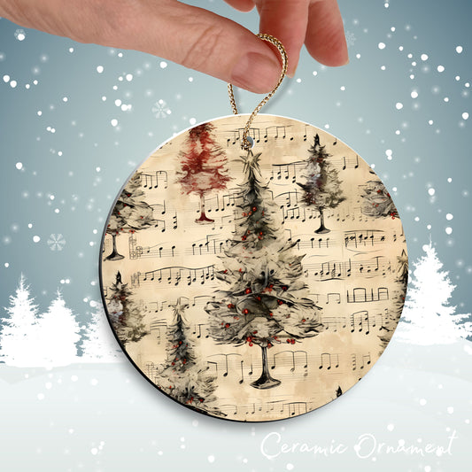 Vintage Christmas Sheet Music Ceramic Ornament 09-03