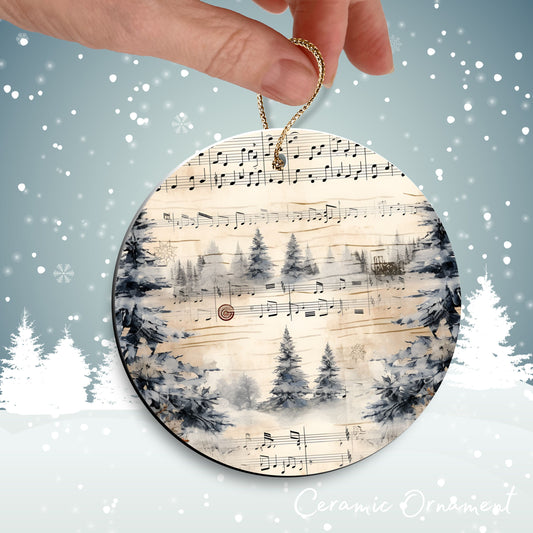 Vintage Christmas Sheet Music Ceramic Ornament 09-04