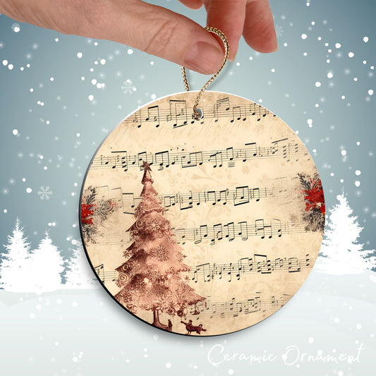 Vintage Christmas Sheet Music Ceramic Ornament 09-05