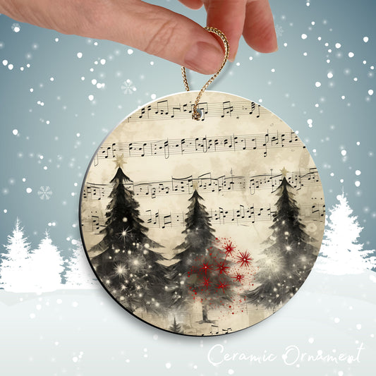 Vintage Christmas Sheet Music Ceramic Ornament 09-06