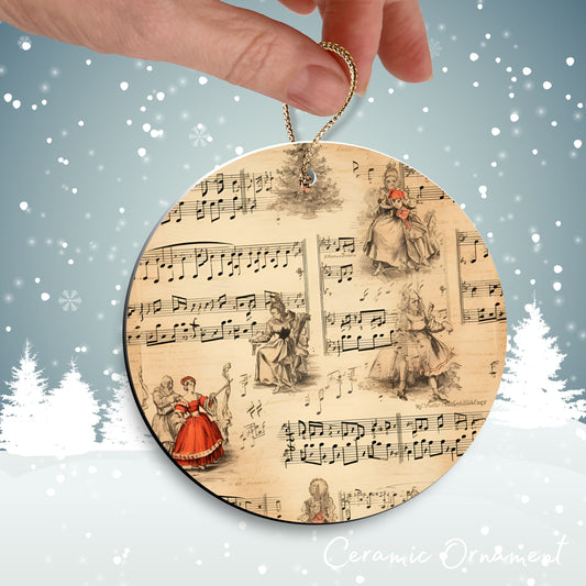 Vintage Christmas Sheet Music Ceramic Ornament 09-07