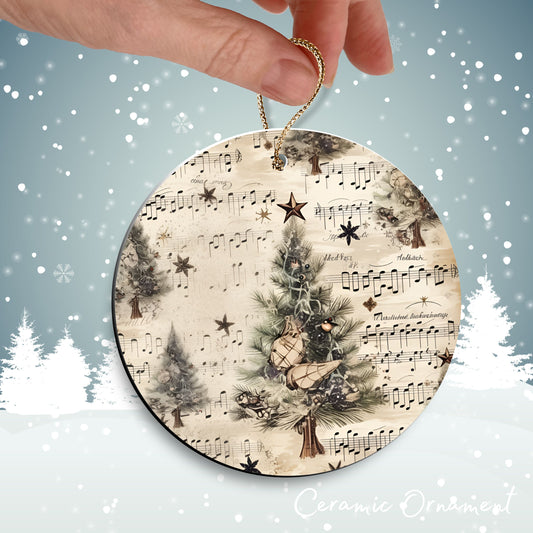 Vintage Christmas Sheet Music Ceramic Ornament 09-08