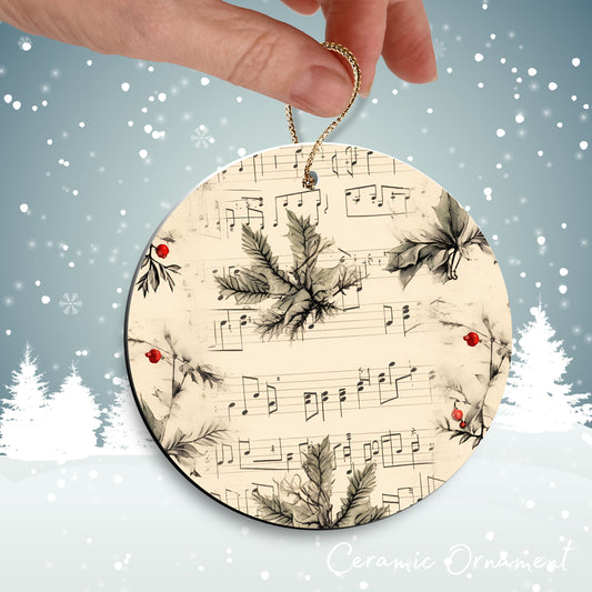 Vintage Christmas Sheet Music Ceramic Ornament 09-11