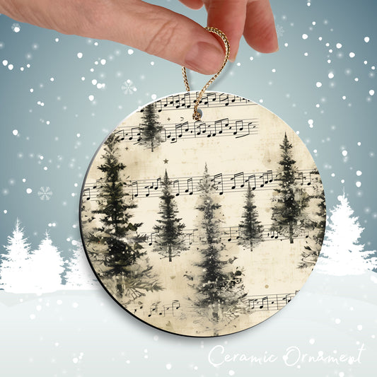 Vintage Christmas Sheet Music Ceramic Ornament 09-12