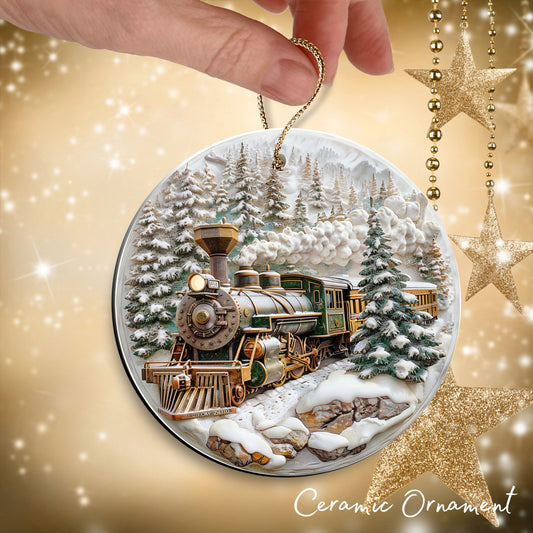 Christmas Train Ceramic Ornament 34-11