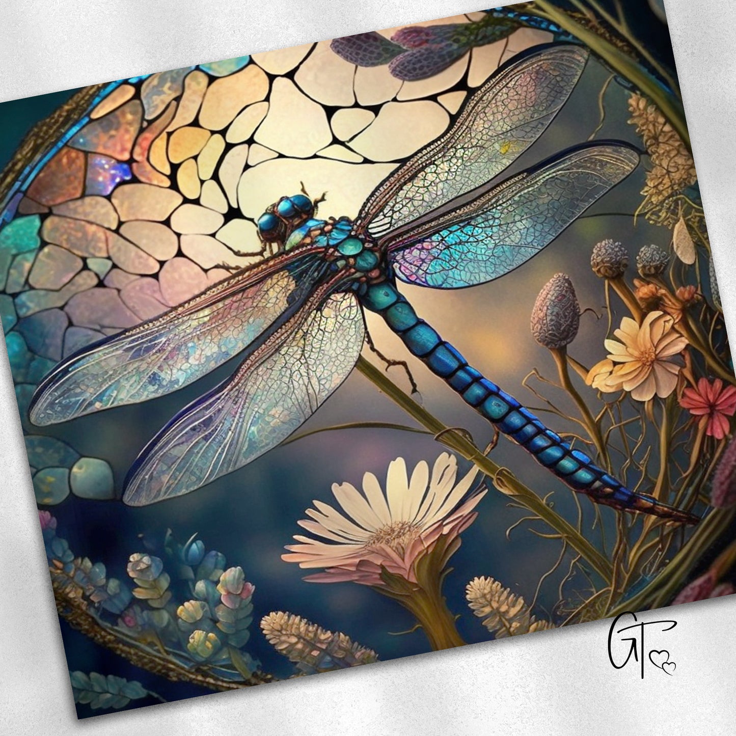 Stained Glass Dragonfly Tumbler