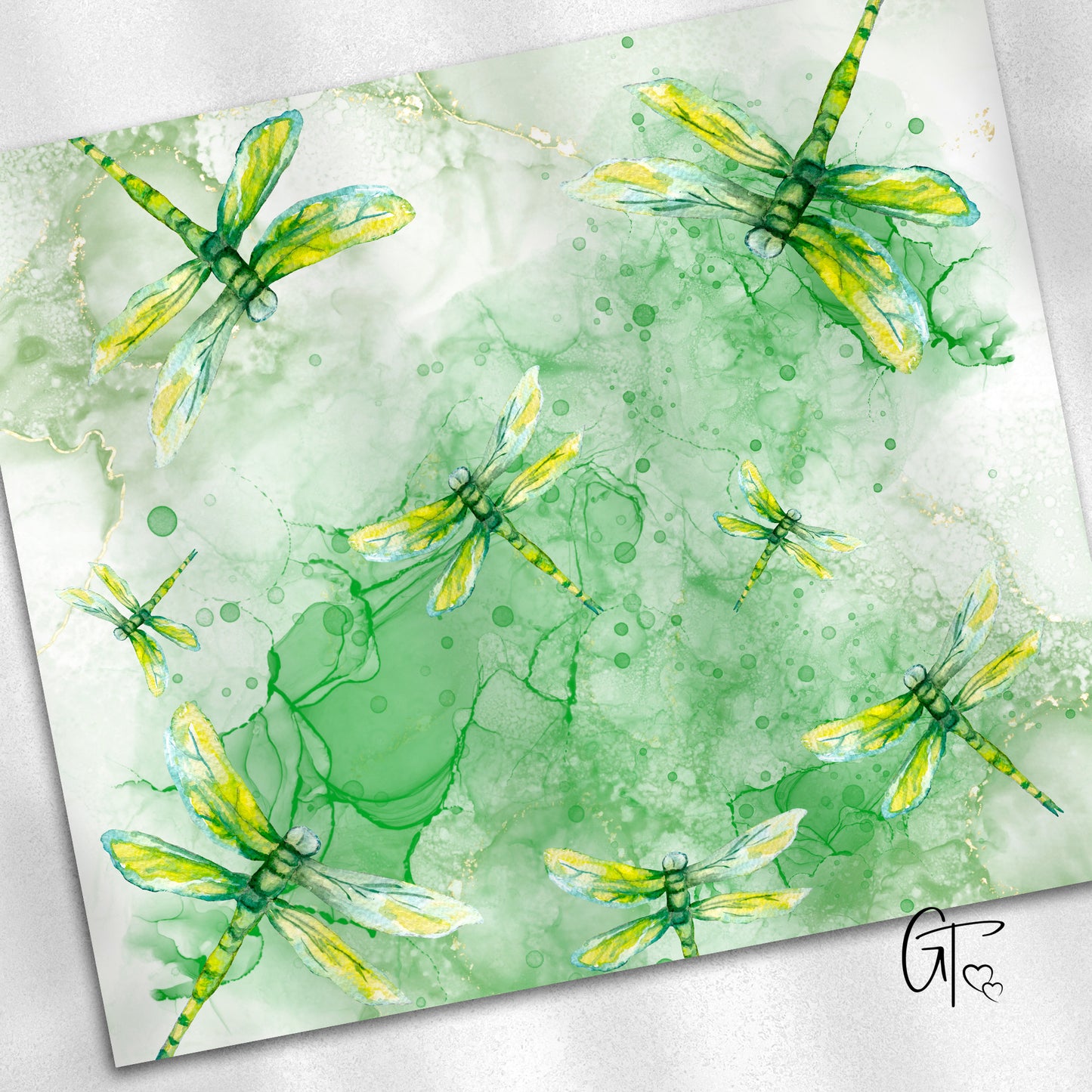 Green Watercolor Dragonfly Tumbler