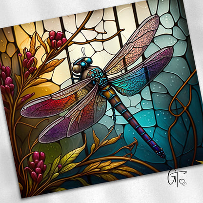 Stained Glass Dragonfly Tumbler