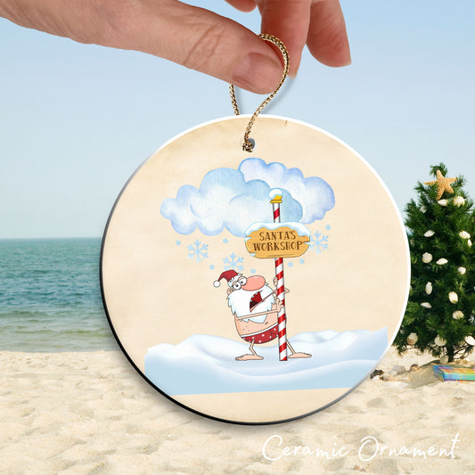 Funny Santa Christmas in July Ornament 77-02