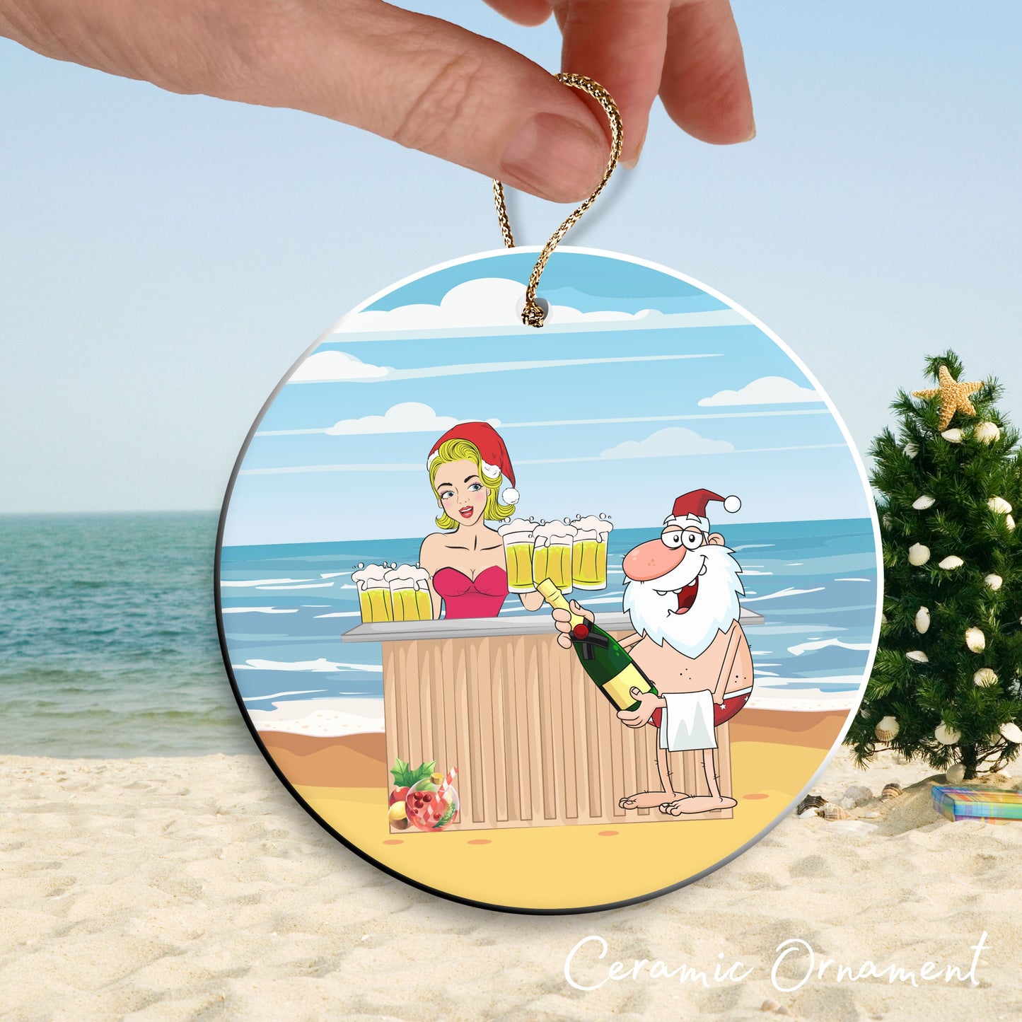 Funny Santa Christmas in July Ornament 77-04