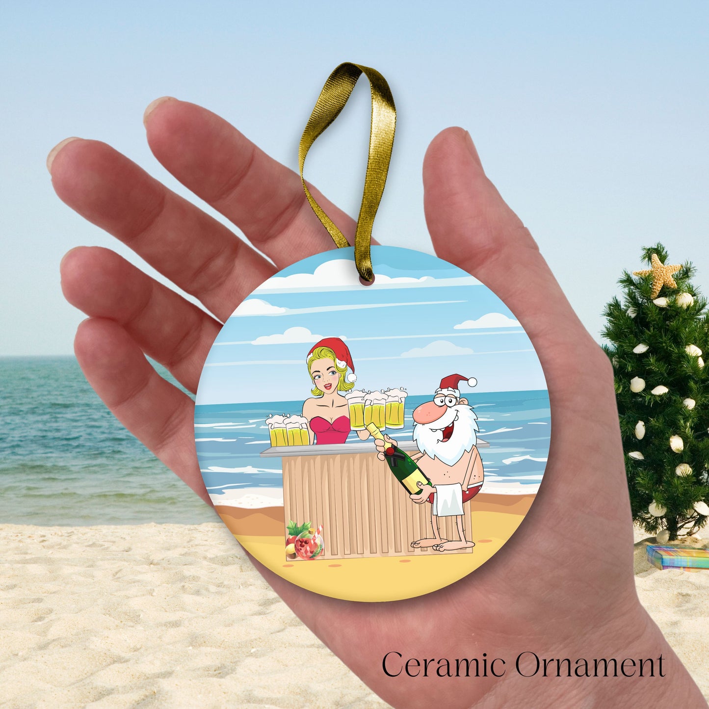 Funny Santa Christmas in July Ornament 77-04