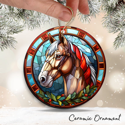 Stained Glass Farmhouse Christmas Animal Ceramic Ornament 71-03