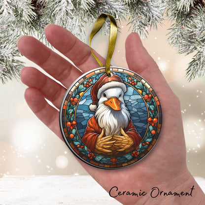 Stained Glass Farmhouse Christmas Animal Ceramic Ornament 71-09