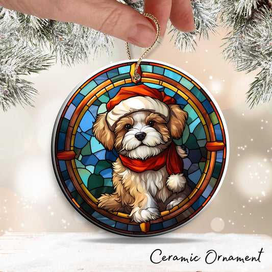 Stained Glass Farmhouse Christmas Animal Ceramic Ornament 71-14